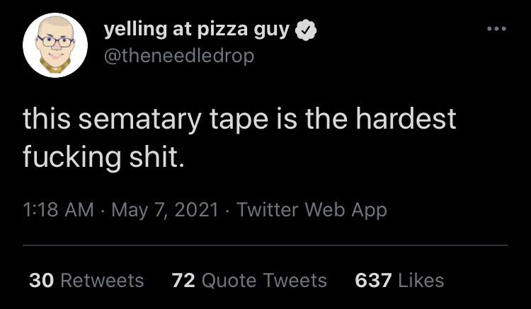 tweet by fantano; this sematary tape is the hardest fk shit